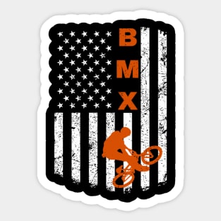 Bmx Bike Sport Usa American Flag For Motocross Biking Fan Sticker